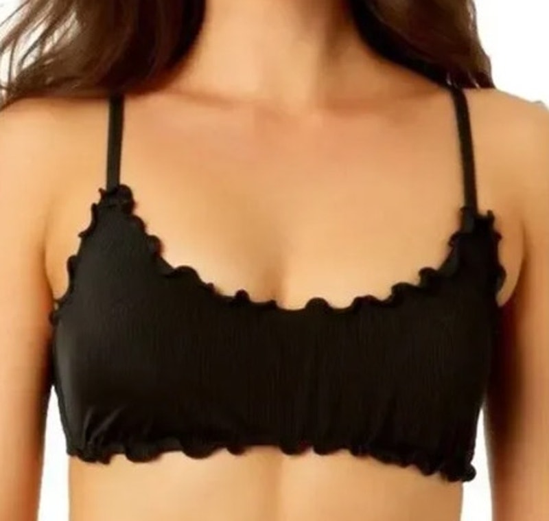 Salt + Cove Black Ruffle Trim Bralette Swim Top